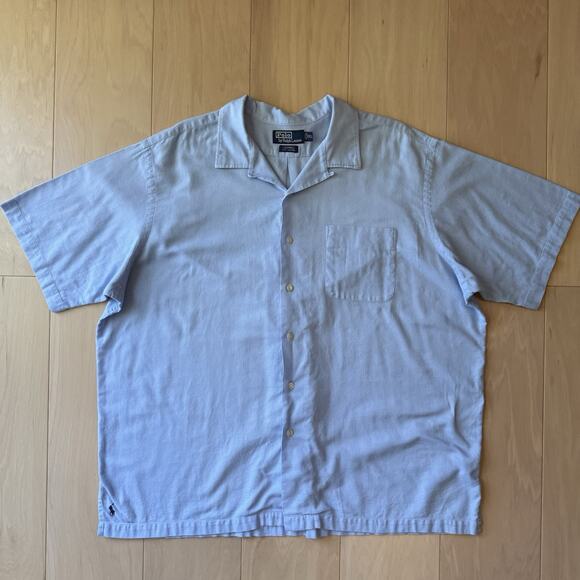 Vintage Polo Ralph Lauren Shirt 2XL Blue Cotton Loop Collar Caldwell RRL - Picture 2 of 8